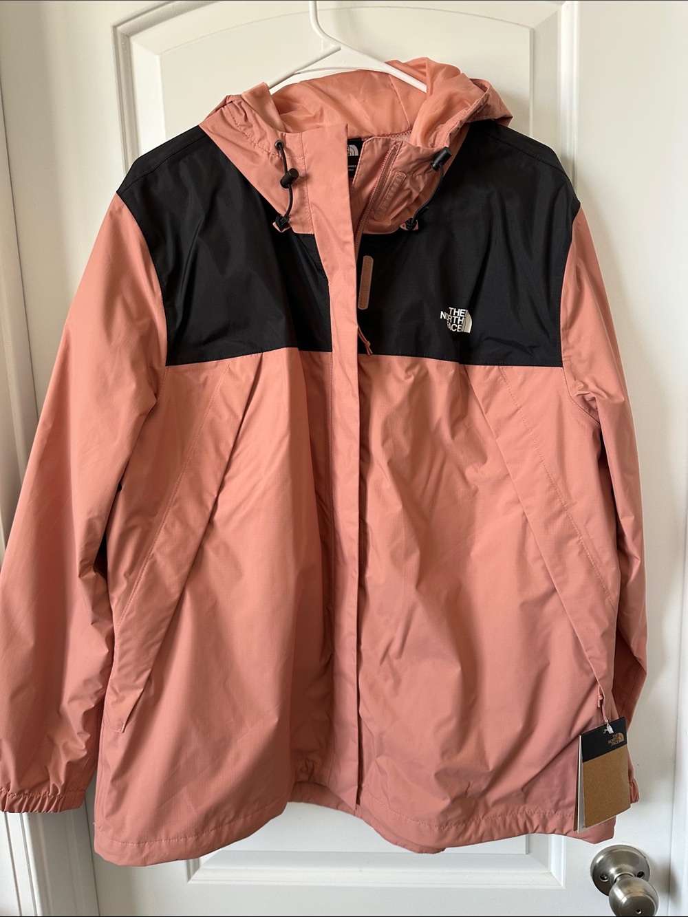 The North Face RoseDawn and Black Hooded Lightweight Rain Shell Jacket